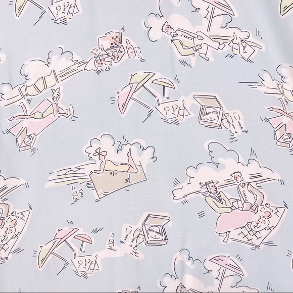 VINTAGE BEACH DAY Blue Print Button Liz Claiborne - Picture 4 of 5